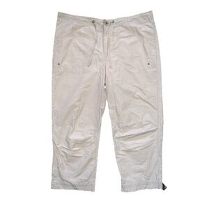 Columbia Womens M Capri Pants Hiking Outdoor Beige Drawstring Ankle Button 36x24